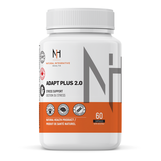 Bouteille de supplément Adapt Plus 2.0 de NIH pour le soutien au stress, 60 capsules, produit de santé naturel approuvé au Canada.