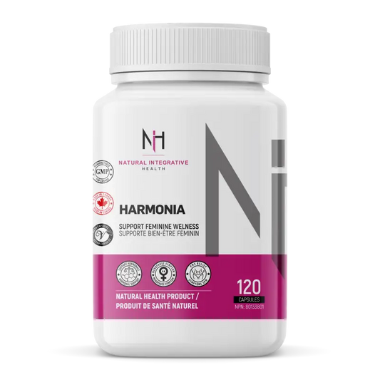 Bouteille de Harmonia 120 capsules pour le bien-être féminin et l’équilibre hormonal naturel
