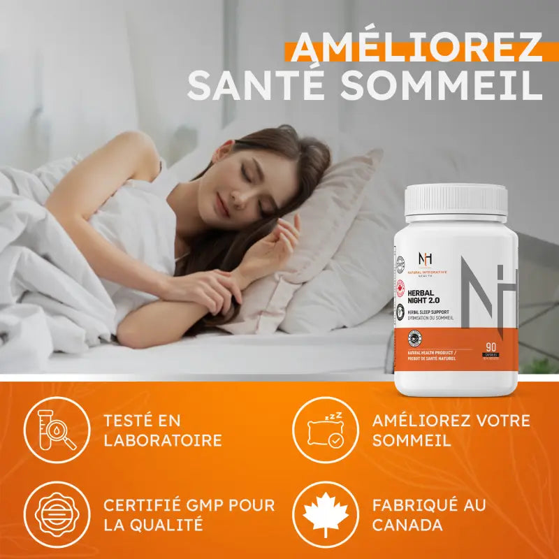 Femme reposée illustrant les bienfaits d’Herbal Night 2.0 pour un sommeil réparateur et naturel