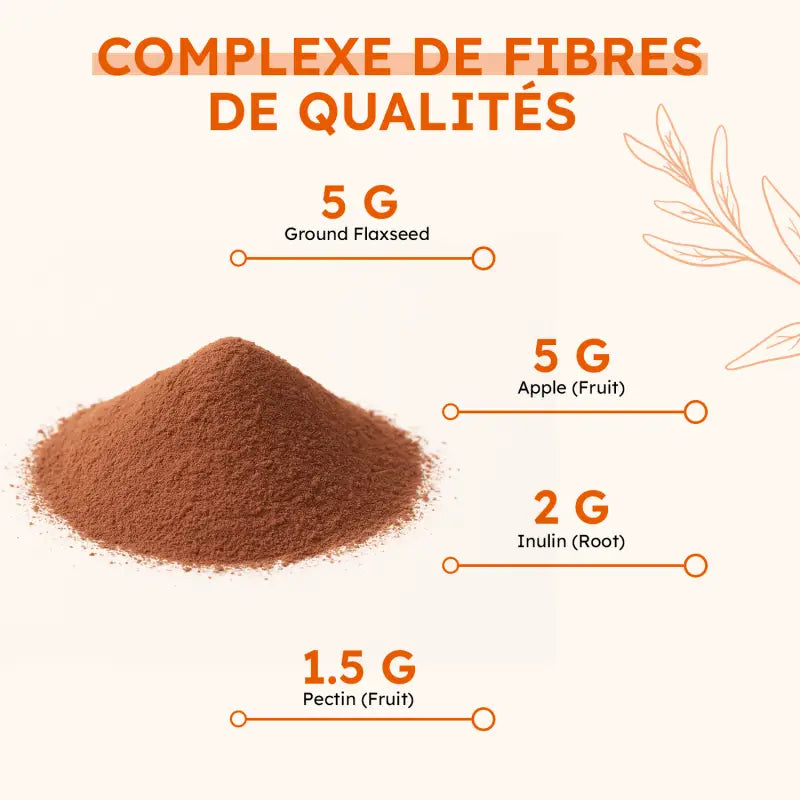 Fibres naturelles du Prebio Complex – graines de lin, pomme, inuline, pectine pour la santé digestive