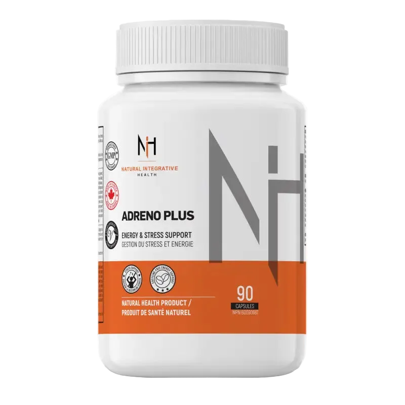 Bouteille de Adreno Plus de NIH Suppléments, soutien à l’énergie et à la gestion du stress, 90 capsules, produit naturel canadien.