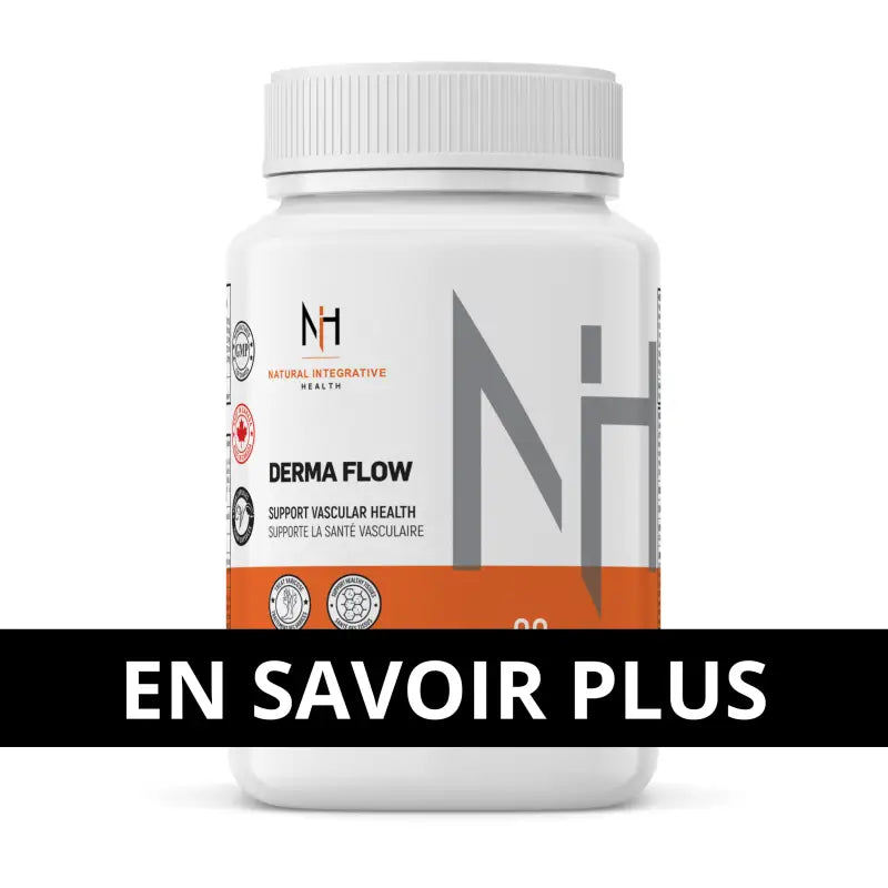 Bouteille de Derma Flow de NIH Suppléments, 90 capsules, soutien naturel à la santé vasculaire et circulation sanguine.