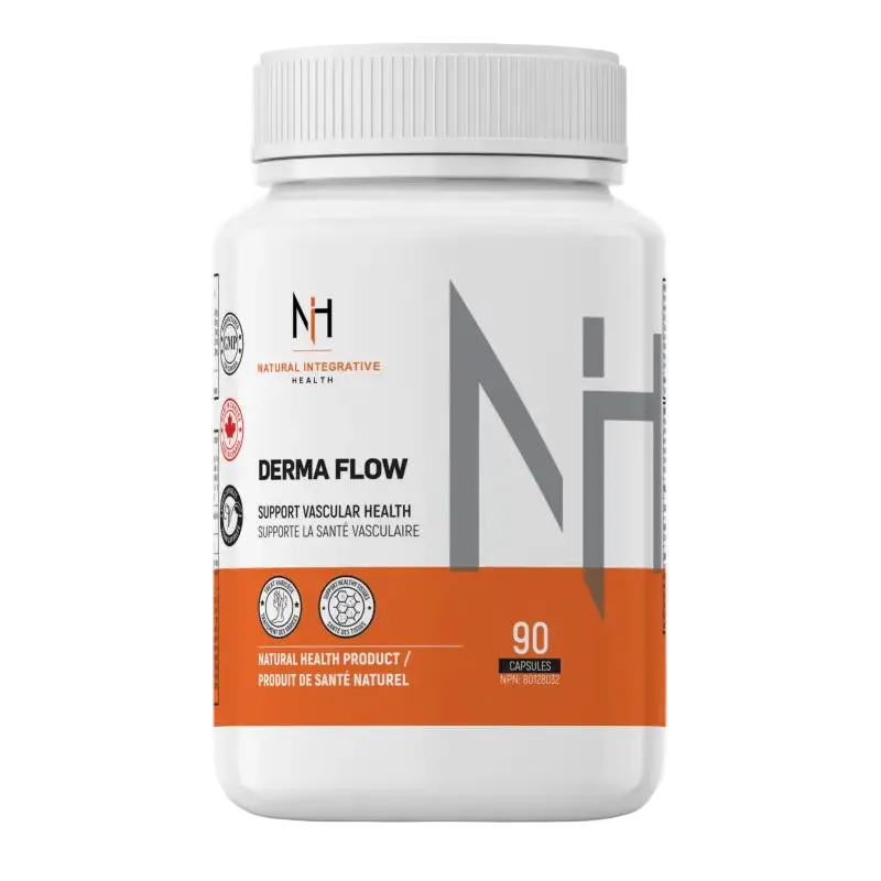 Bouteille de Derma Flow de NIH Suppléments, 90 capsules, soutien naturel à la santé vasculaire et circulation sanguine.