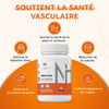 Visuel de Derma Flow avec bienfaits : soutien veineux, circulation sanguine, peau, réduction de la cellulite et rétention d’eau.
