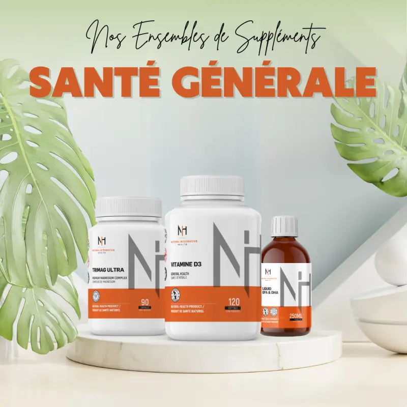  Ensemble de suppléments pour la santé générale avec Trimag Ultra, Vitamine D3 et Liquid EPA & DHA – soutien complet pour l’énergie, l’immunité et le bien-être global.