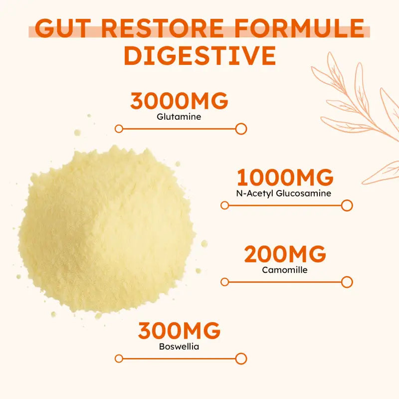 Formule digestive Gut Restore contenant Glutamine, N-Acetyl Glucosamine, Camomille et Boswellia