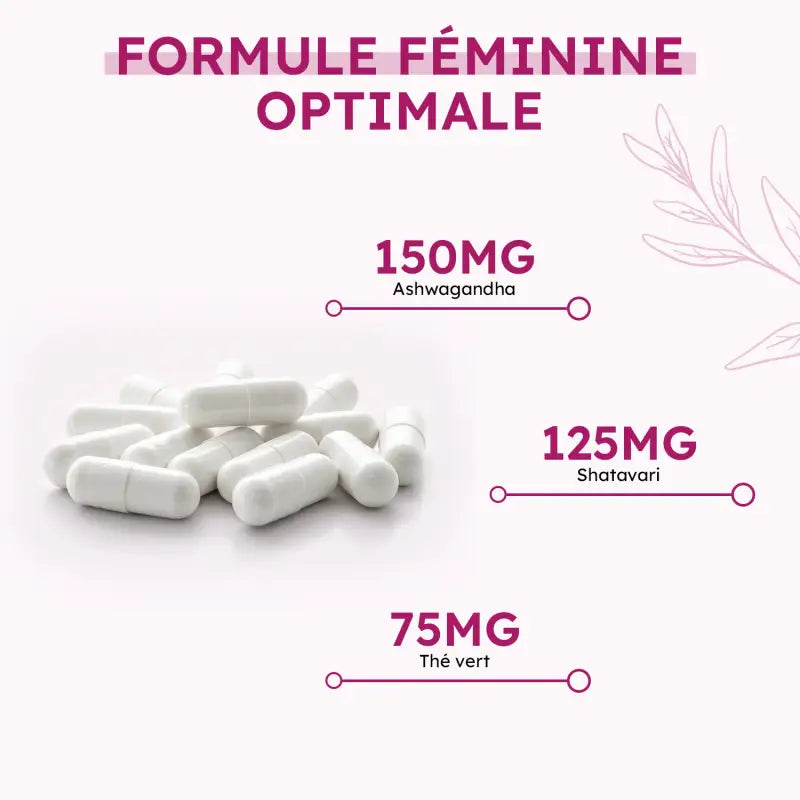 Capsules Harmonia avec ashwagandha, shatavari et extrait de thé vert pour la santé féminine
