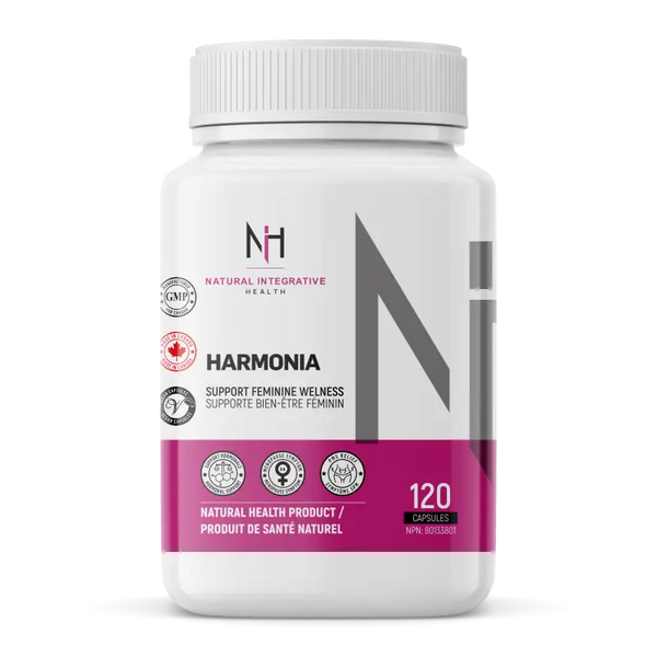Bouteille de Harmonia 120 capsules pour le bien-être féminin et l’équilibre hormonal naturel