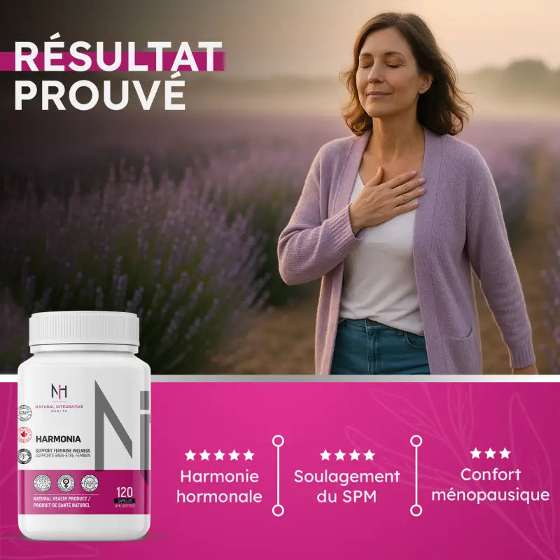 Harmonia aide à l’équilibre hormonal, au soulagement du SPM et au confort ménopausique