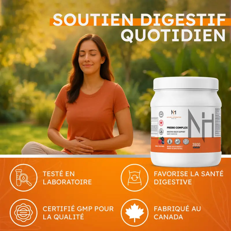 Prebio Complex – Soutien digestif quotidien, testé en laboratoire, certifié GMP, fabriqué au Canada