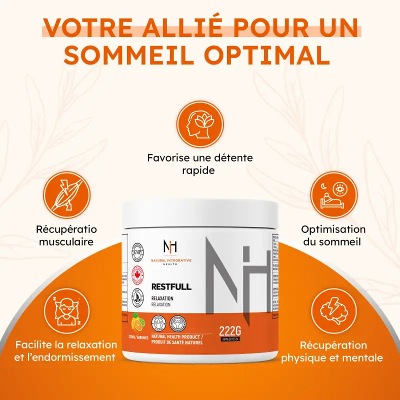 Supplément Restfull pour relaxation, sommeil profond et récupération physique et mentale