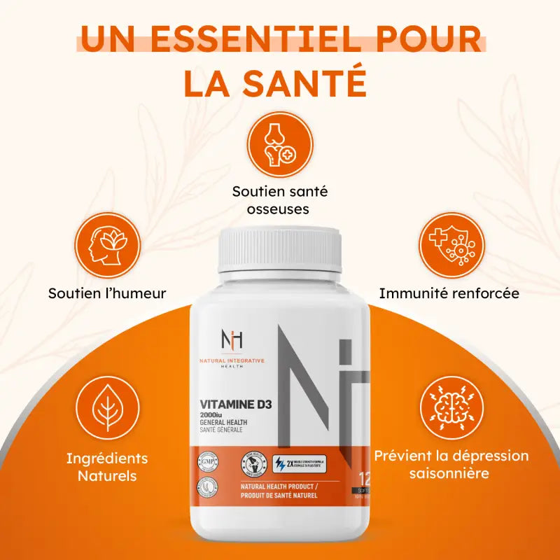 Vitamine D3 2000iu *Concentration double* Suppléments en Santé Générale